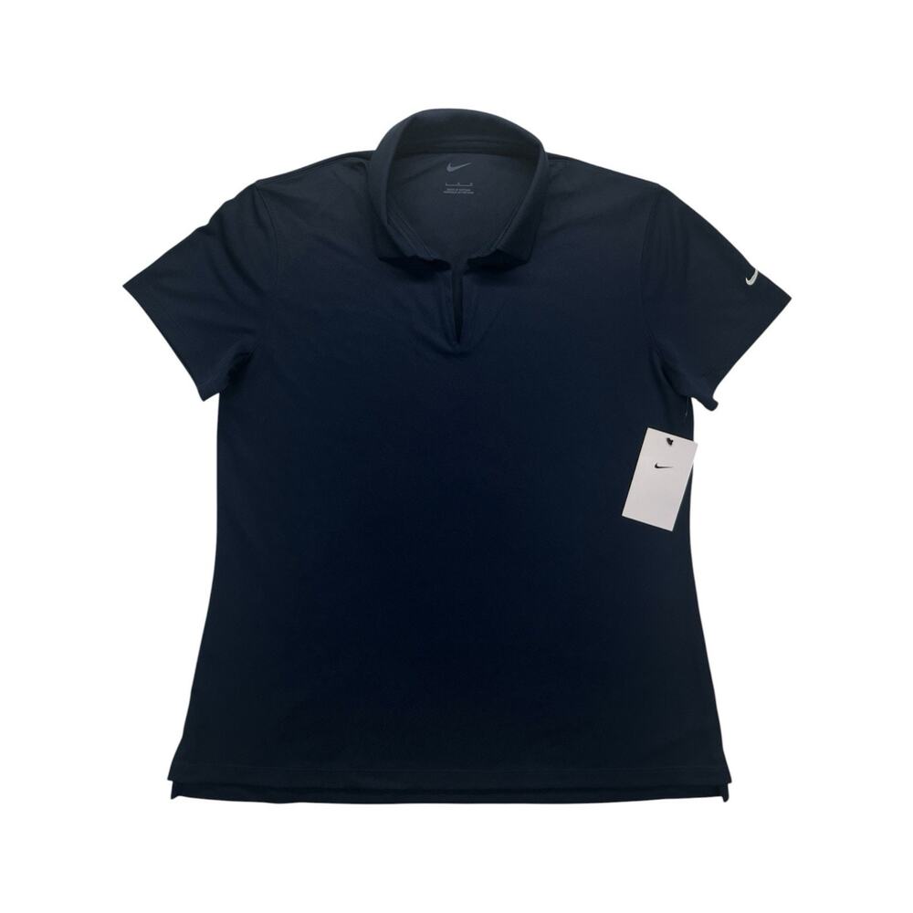Nike Golf Women's Polo Dri-Fit Large NWT Short Sleeve Navy Blue Collared Top
